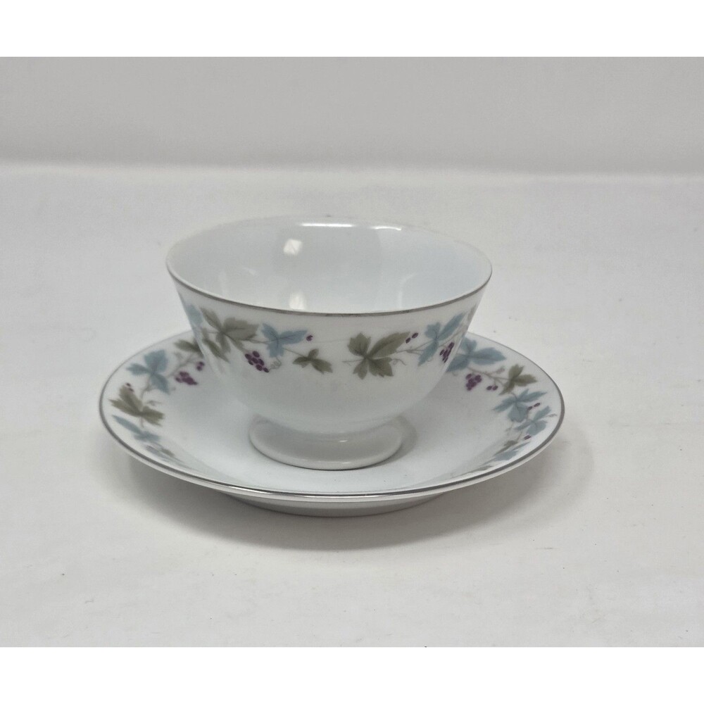 Vintage By Fine China Platinum Trim Grape Leaf Tea Cup & Saucer #6701